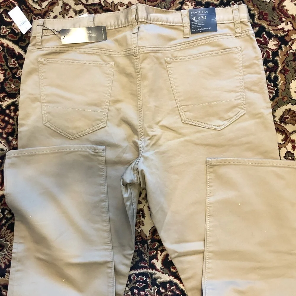 NWT  Men's Banana Republic Travel Pant Khaki 38x30 slim fit